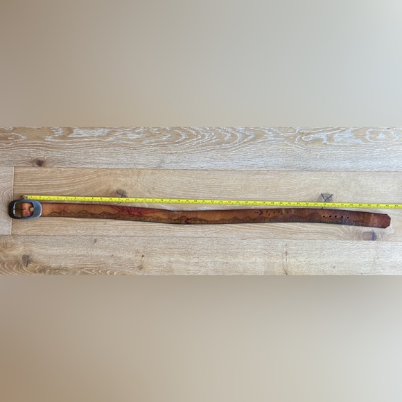 Vintage Tooled Leather Belt Mountain Sunset Scene 36 - Picture 7 of 9